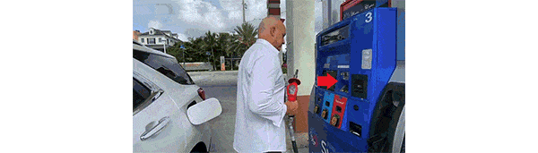 A Florida dad pulls up to the service station...